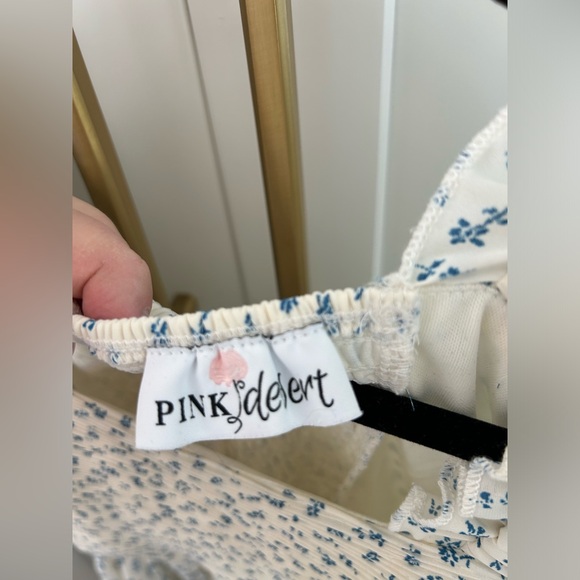 Pink desert white and blue ditsy floral dress - Picture 5 of 7